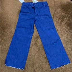 Sam Edelman raw hem wide leg jeans